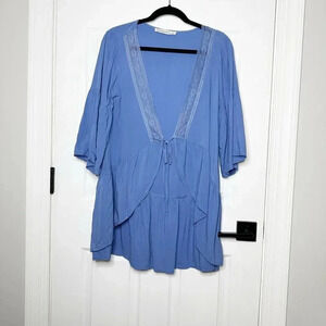 RUSTTYDUSTTY Size S Blue‎ Kimono Coverup Lightweight Flowy